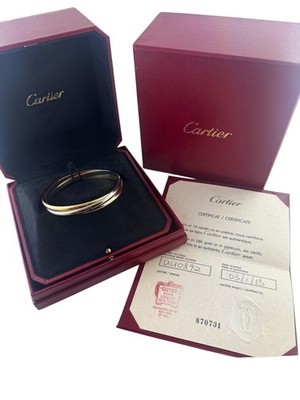 2013 Cartier 18K Tri Color Gold Trinity Bangle Bracelet Box/Papers #23001