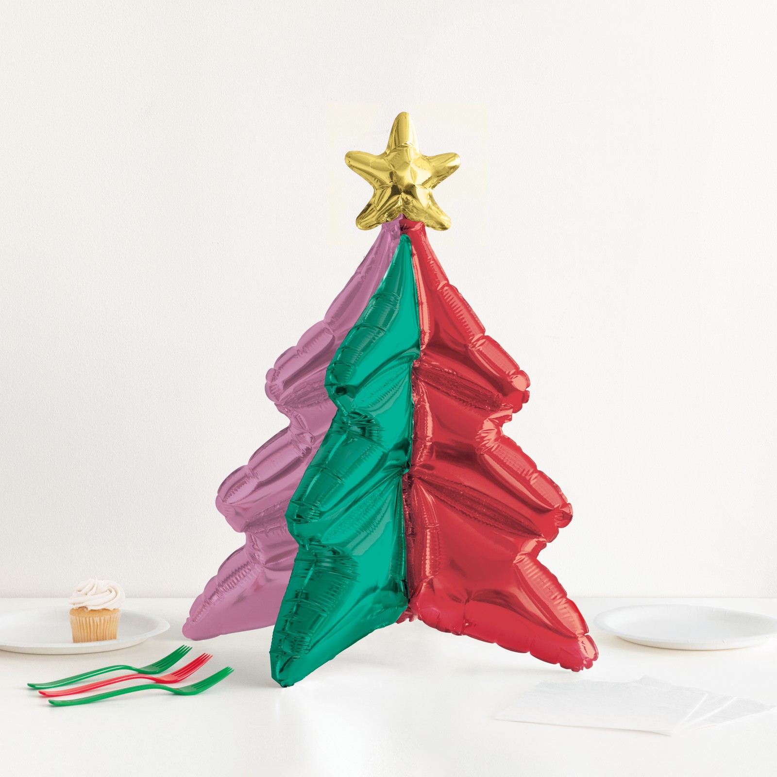 Christmas Tree Centrepiece Table Decoration 3D Tree Shape Foil Standing Vibrant