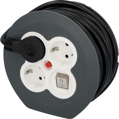 UNITEC Kabeltrommel KiSi H05VV-F3G Verlängerungskabel 3x Steckdosen, 7m Kabel