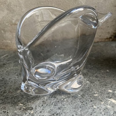 Vannes Le Chatel Kristall Fisch Vase Schale - Mid Century Französisches Kunstglas