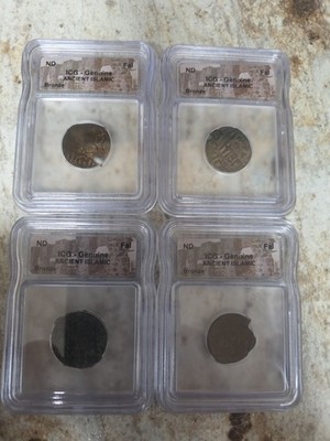 Icg - Genuine  Ancient Islamic  Bronze (all 4 coins one set)