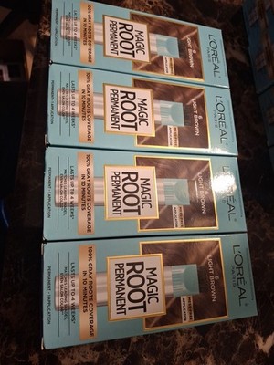 ( 4 )Loreal Magic Root Rescue Permanent Hair Color # 6 Light Brown- (SKU#754)
