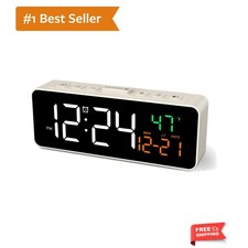3-in-1 Digital Clocks for Living Room, Small  Compact Alarm Clock
