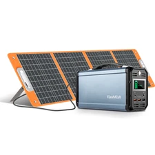 Flashfish G300 Portable Power Station 300W 222Wh With Foldable Solar Panel 100W