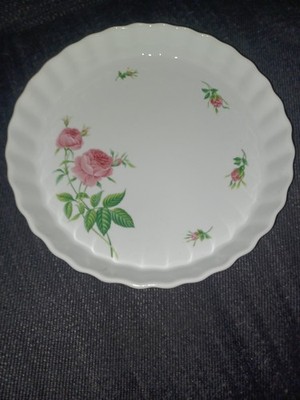 Christineholm Porcelain Rose Pattern Quiche Tart Pie Plate 9.5'' Baking Dish
