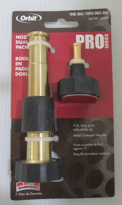 #ad Orbit 26809 5quot; Brass Adjustable Nozzle and Sweeper Nozzle Dual Pack $13.99