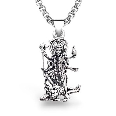 Silver Plated Kali Mata Locket for Men and Women Durga Mahakali Pendant 