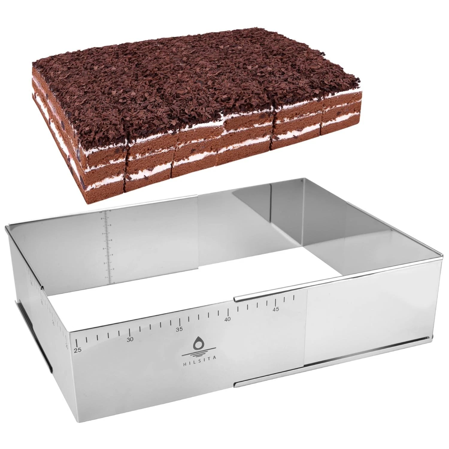 Adjustable Rectangle Mousse Cake Ring Mold - Extendable Stainless Steel Recta...