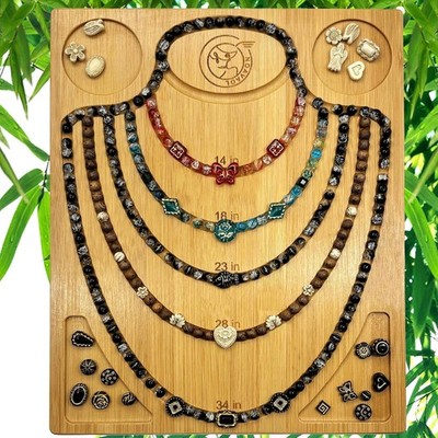 NOAVAOL Bamboo Bead Board for Jewelry Making, Combi Beading Tray Design Mat for