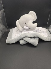 Falls Creek Baby Elephant Lovey Security Blanket Rattle Gray White Polka Dot
