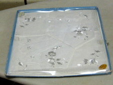 Vintage Box 3 White on White Satin Embroidered Hankies Handerchiefs Unused