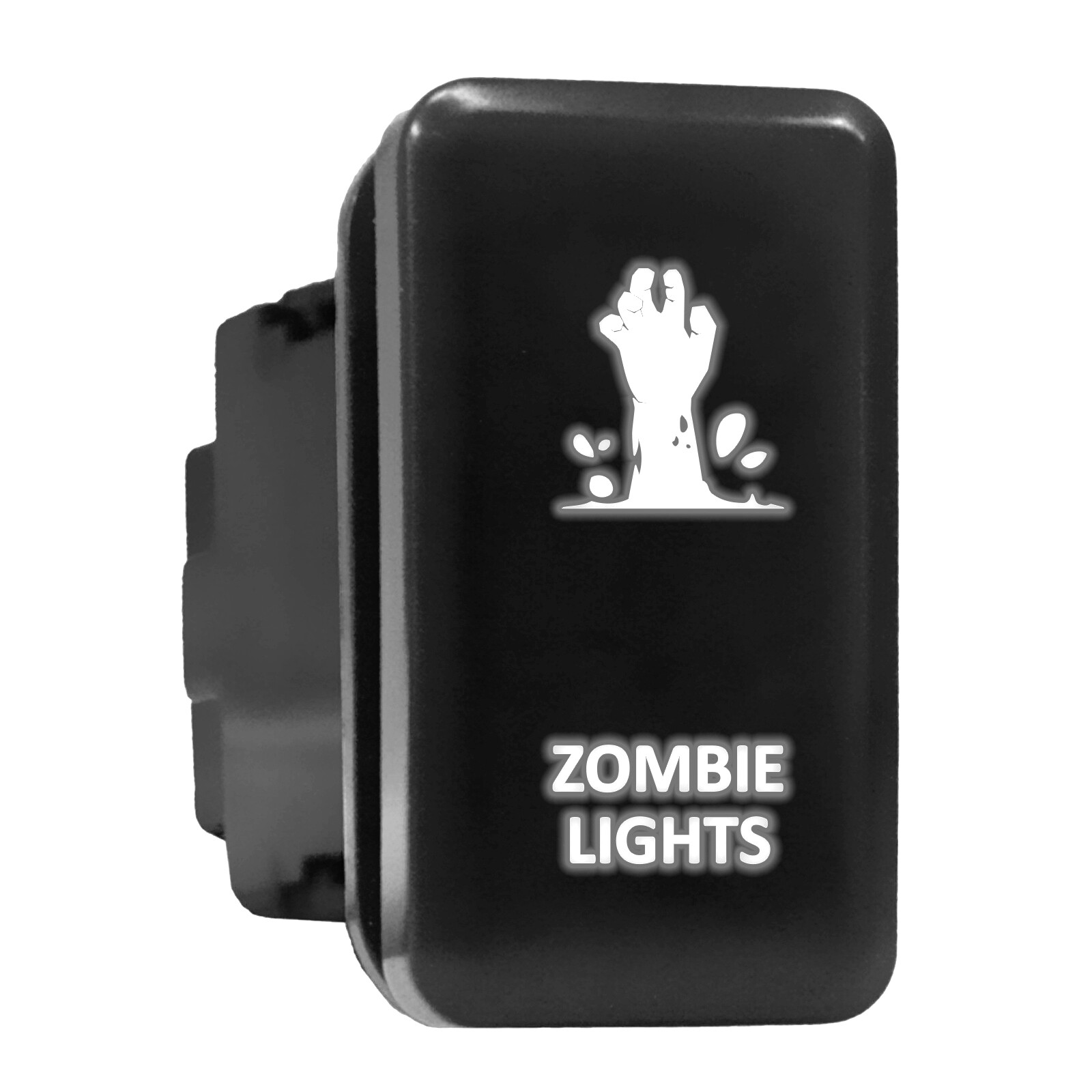 Zombie Lights White Backlit Tall Push Button 1.54x0.83 for Toyota