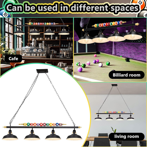 Adjustable Pool Table Lights for 7'-8' Table Billiard Light Hanging Pool Table L - Picture 6 of 6
