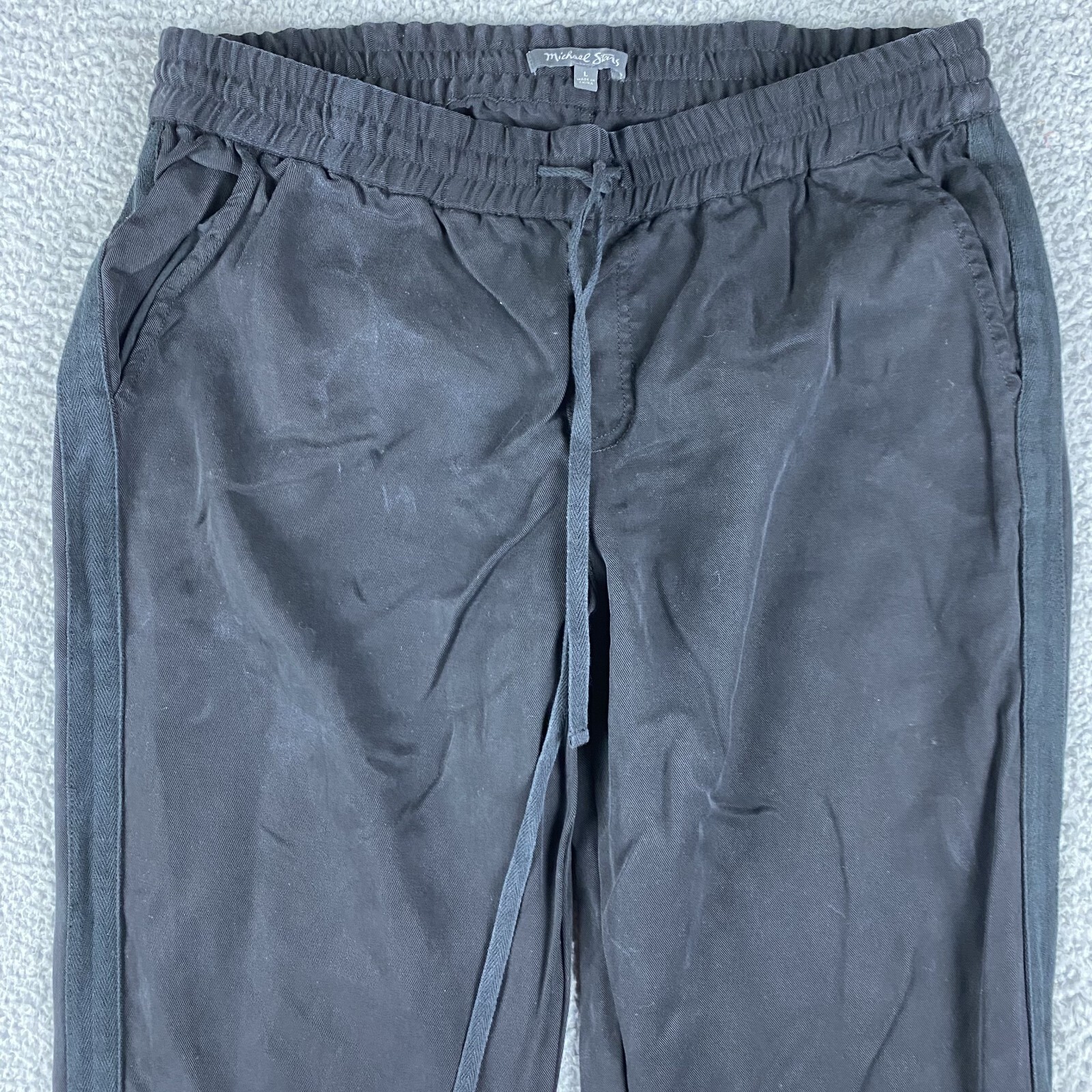 Michael Stars Pants Womens Large Black Jogger 100% Lyocell Drawstring Beach Boho