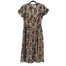 Kristy Petites Vintage Cottage Floral Chiffon Midi Dress Womens Size 8 Romantic