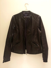 Long Tall Sally - Lined Brown Leather Jacket - Size 14 Uk