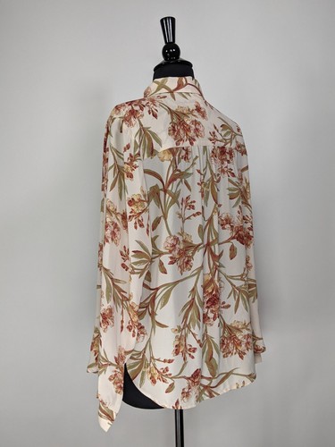 H&M Long Sleeve Floral Button Up Sheer Top Size 12 - 第 2/8 張圖片