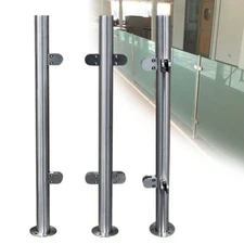 90cm Stainless Steel Stair Balustrade Railing Post Grade Glass Clamps Fencing US