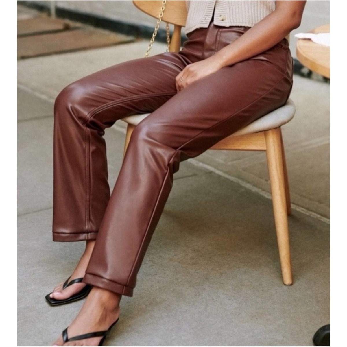 Abercrombie & Fitch Curve Love Ultra High Rise Vegan Leather 90s