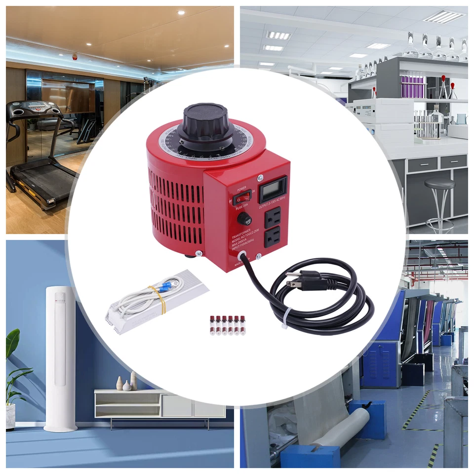 Transformador Variac CA 0-130V regulador de voltaje rojo variable medido 2000VA 20 amperios Foto 3 de 4