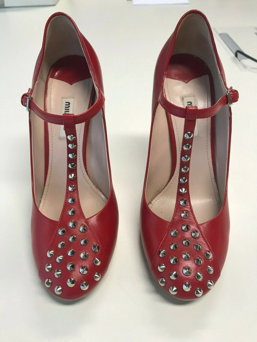 Bellissime Scarpe con Tacco MIU MIU rosse con borchie eBay