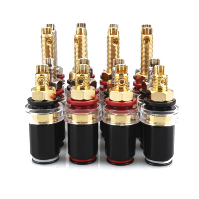 4pcs Gold Rhodium Plated HiFi Binding Post Socket Terminal for Amplifier Speaker