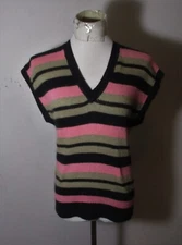 DAVIDSON ROAD Black Pink Silk & Angora Sleeveless Sweater Size M