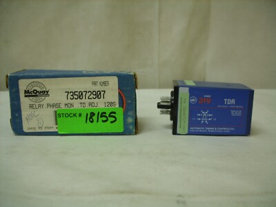 MCQUAY ATC AUTOMATIC TIMING CONTROLS - TDR ON-DELAY INDUSTRIAL RELAY 350A729-H07