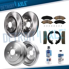 Front Brake Rotors Pads Rear Drums Shoes Kit for Dodge Dakota Mitsubishi Raider