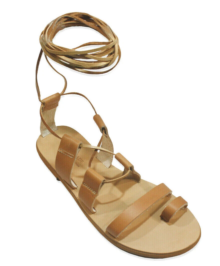 Ancient Greek Style Womens Sandals Gladiator Lace UP Genuine