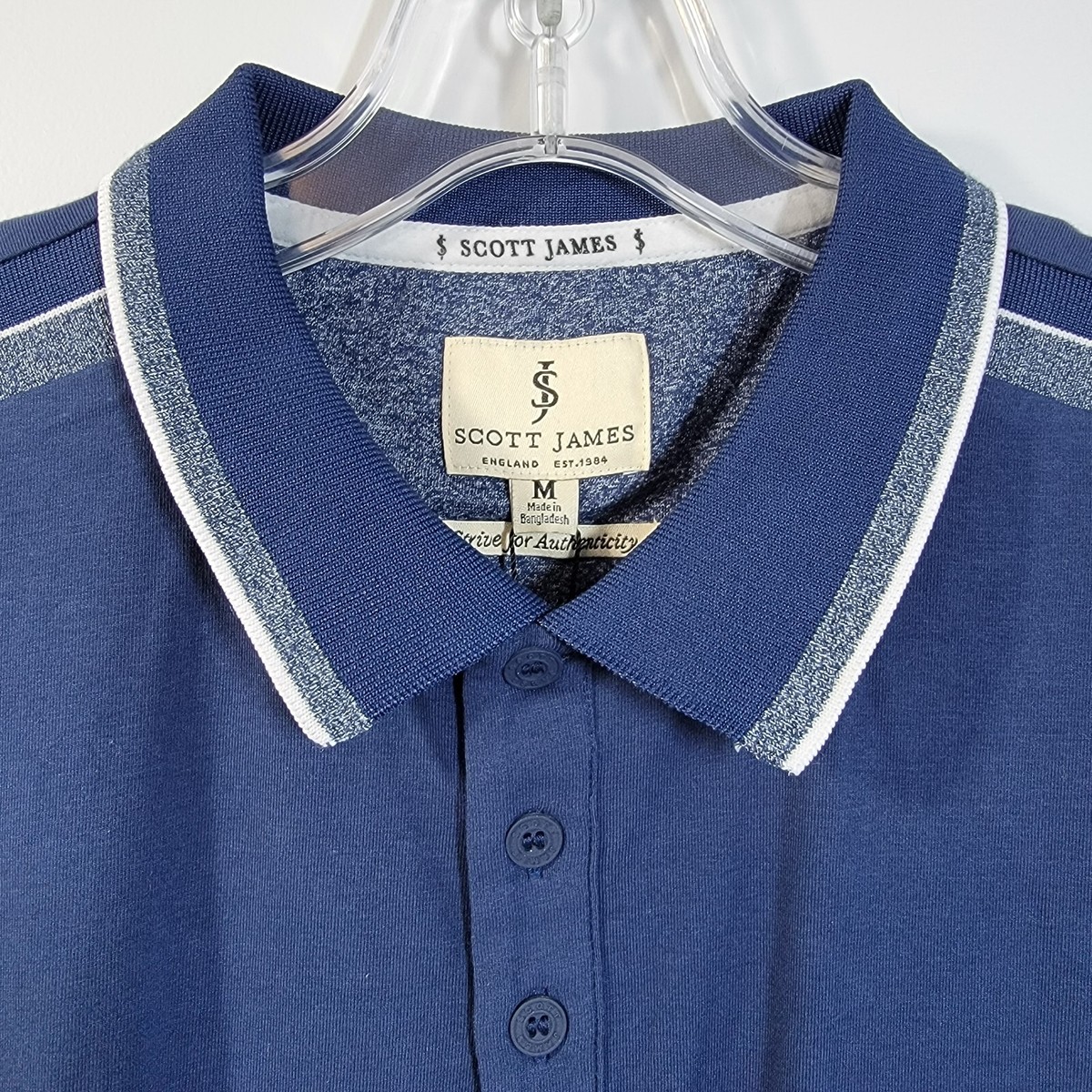 Scott James Polo Shirt Men's Size M Midnight Blue Short