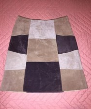 Jupe Mini Rétro Limited Too Pour Fille - Taille 7 - Cuir Et Daim Patchwork - Marron