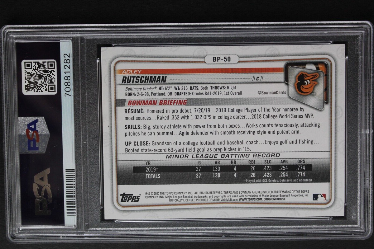 その他 bowman adley rutschman paper /50 PSA10 Adley Rutschman Orioles 2020 Bowman Paper Prospects #BP50