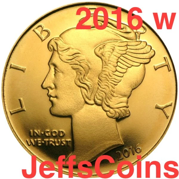 2016 W Mercury Dime Centennial Gold Coin 10¢ Uncirculated 16XB .9999 24k 1916 - Image 2 of 4