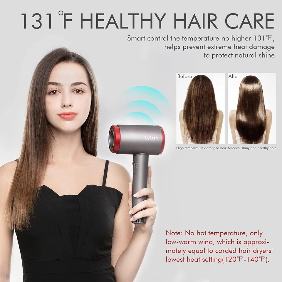 Lylux Cordless Hair Dryer, Low-Heat Blow Dryer with 110, 000 RPM Brushless Motor - Image 4 of 4