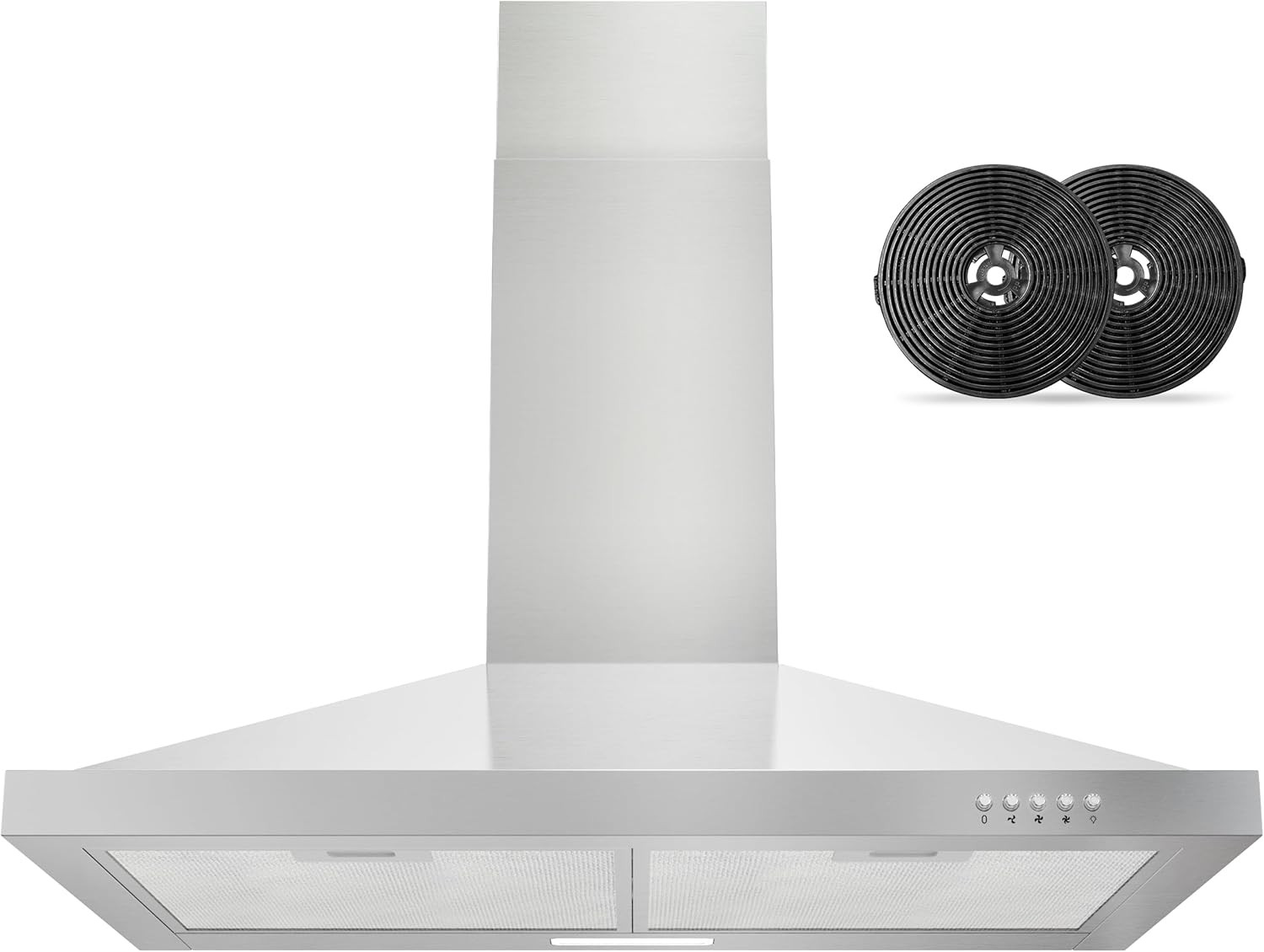 Range Hood 30 Inch Wall Mount with Ducted/Ductless Convertible, 450 CFM Stainles
