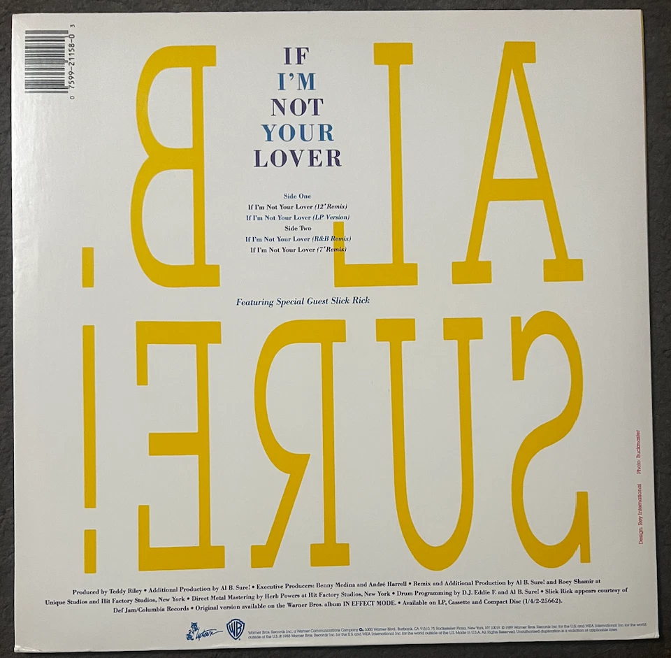 Gebraucht Al B.Sicher If I 'M Not Your Lover - EP Warner 0-21158 (1988) (12 " - Bild 2 von 4