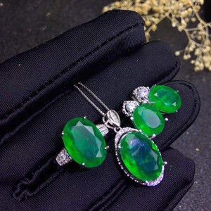 Certified Natural Colombian Emerald Ring Pendant 925 Sterling Silver Set Gifts Certified Natural Colombian Emerald Ring Pendant 925 Sterling Silver Set Gifts