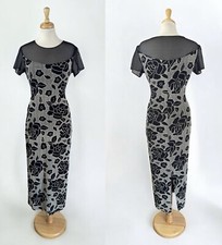 Flower Vintage Slip Dress Mesh Sheer 90s Goth Formal Fairy Front Slit Glam M
