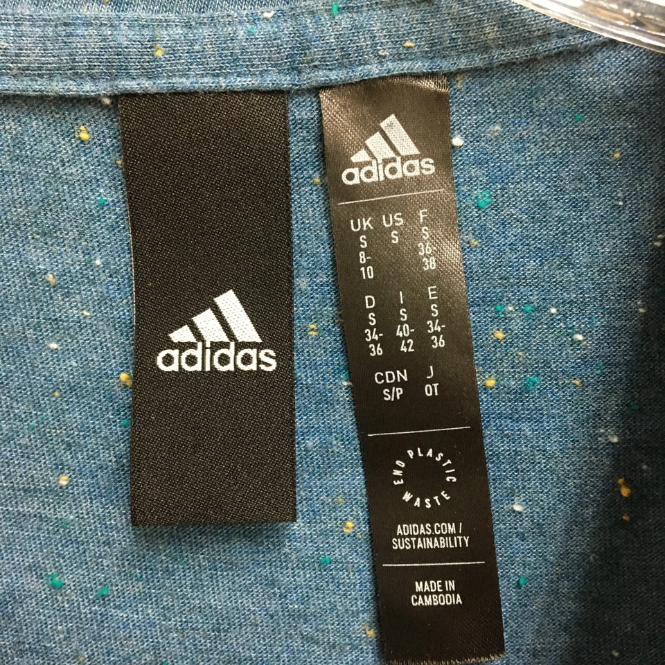 阿迪达斯背心衬衫小号成人蓝色无袖运动标志休闲女式 S — 第 3/4 张图片