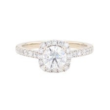 1.40ctw Round Cut Diamond Halo Engagement Ring 14k White Gold Size 7