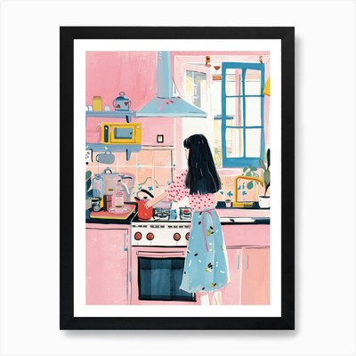 Girl Putting The Kettle On Lo Fi Ka Gerahmtes Wandbild Poster Leinwanddruck Bild