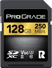 SD UHS-II 128GB Card V60  Up to 130MB/s Write Speed and 250 MB/s 128gb, Black