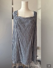 Old Navy plus size blue gingham mini dress academia baby doll schoolgirl linen