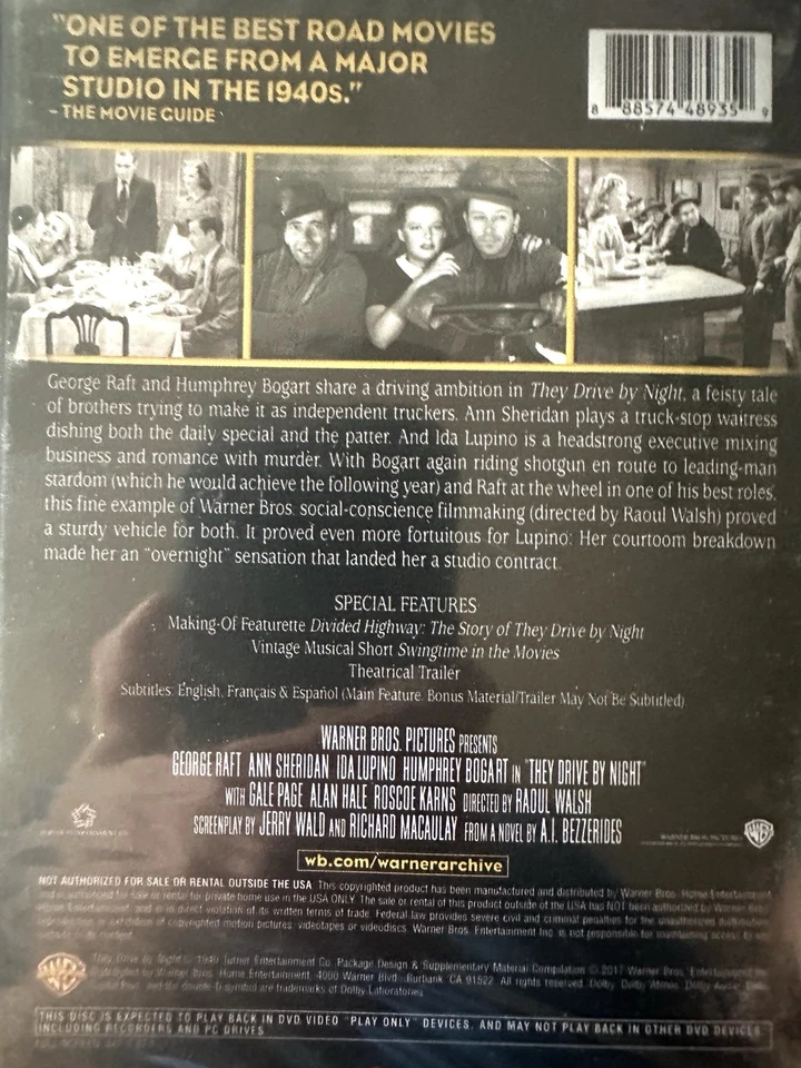 THEY DRIVE BY NIGHT DVD 1940 George Raft BRAND NEW! Warner Archive - Image 2 of 2