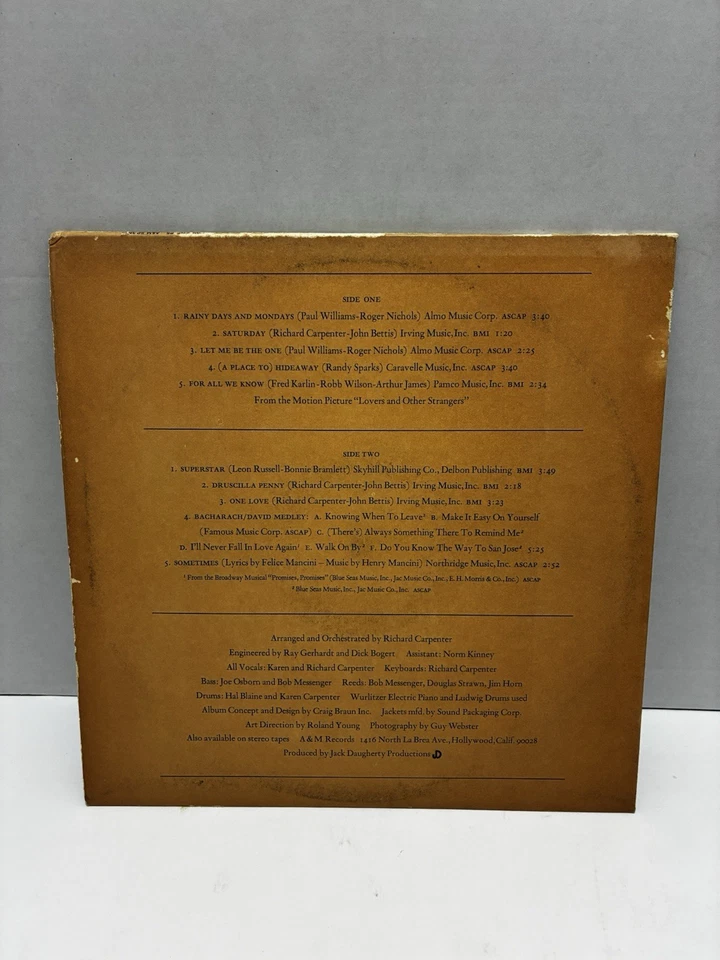 The Carpenters Self Titled Vinyl LP Record Album 1971 A&M Records SP-3502 - Image 2 of 4