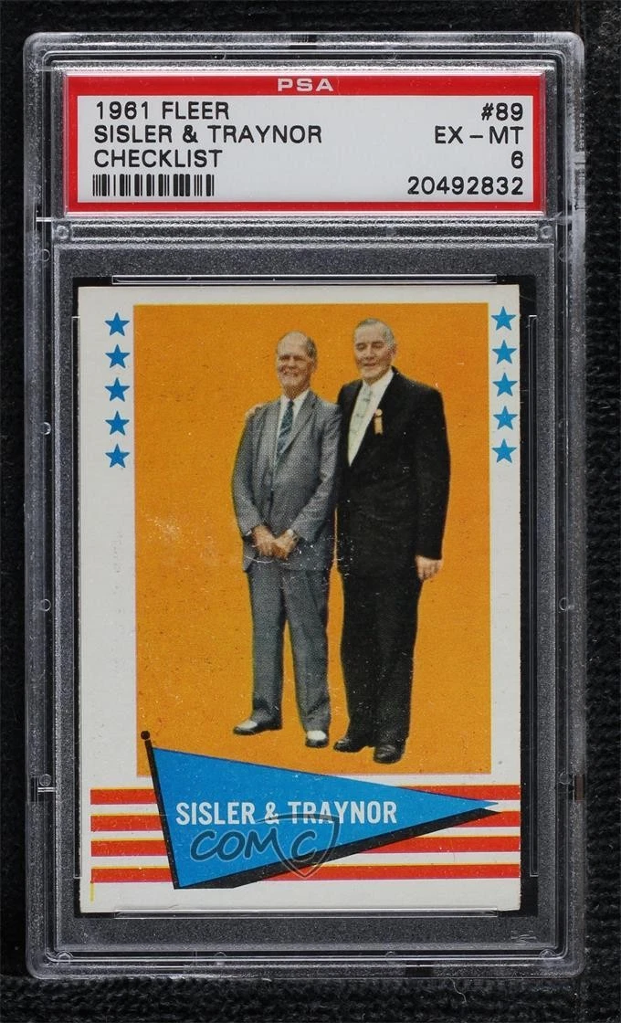 Deal for 1961 Fleer Baseball Greats George Sisler Pie Traynor #89 PSA 6 HOF