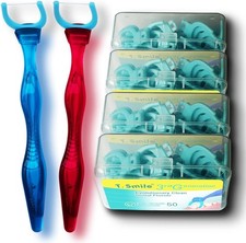 T.Smile NoFuss Dental Flosser Kit, 5-inch Long Handle 2 Handles  200 Refills