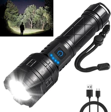 Rechargeable Flashlights High Lumens, Powerful Tactical Flashlights, 5 Modes LED