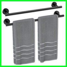 2 Pack 24 Inch Matte Black Towel Bar, Thicken, Total Length 26-Inch